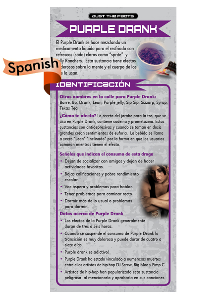 *SPANISH* Just the Facts Rack Card: Purple Drank