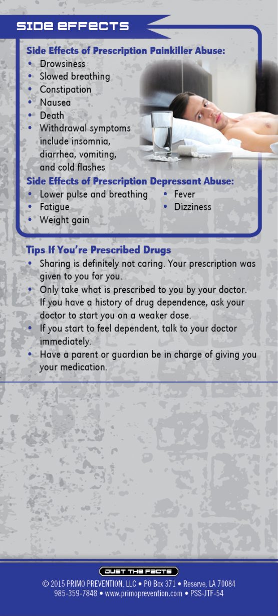 Just the Facts Rack Card Prescription Drugs Primo Prevention
