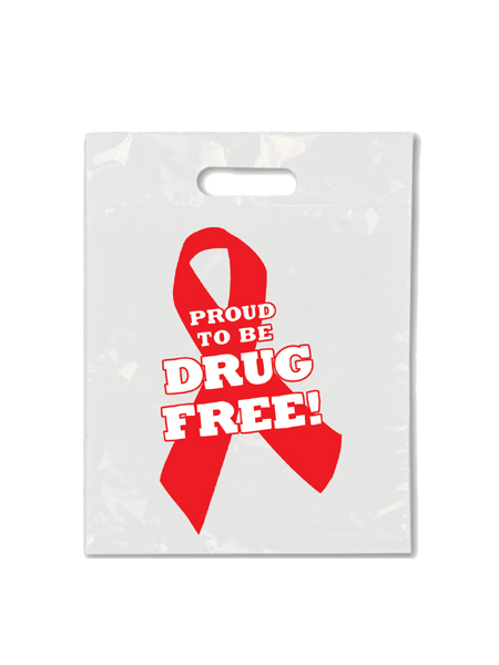 Proud to Be Drug Free! Die Cut Handle Litter Bag