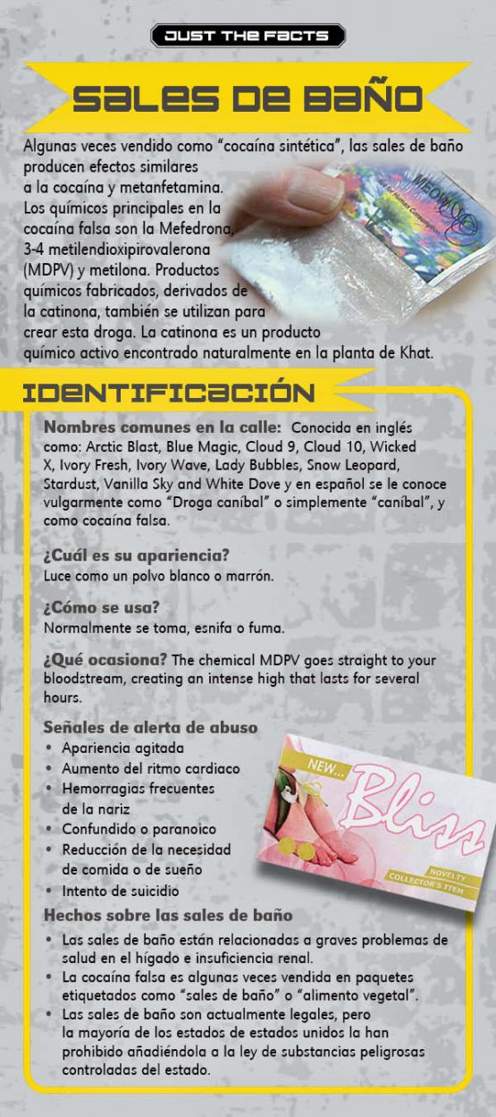 * SPANISH* Just the Facts Rack Card Bath Salts Primo Prevention