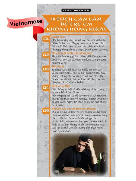*VIETNAMESE* Just the Facts Rack Card: 10 Things To Do To Keep Kids Alcohol Free