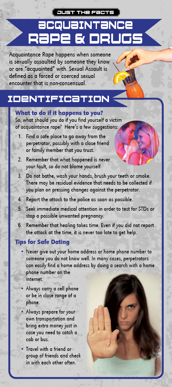 Just the Facts Rack Card Acquaintance Rape & Drugs Primo Prevention