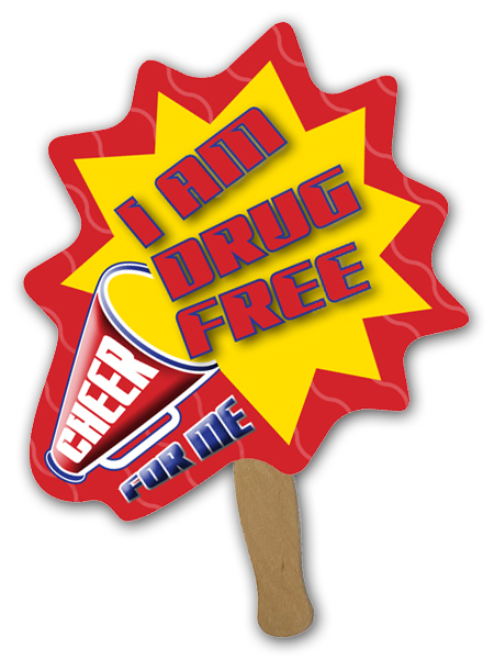 Cheer For Me, I Am Drug Free Hand Fan